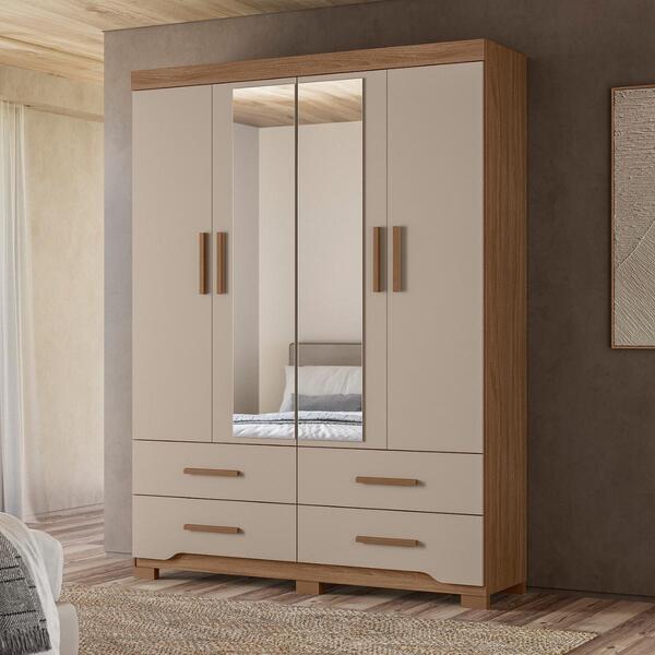 Conjunto Guarda Roupa E Comoda Los Angeles Carvarlho Fendi