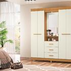 Conjunto Guarda Roupa E Cômoda Luna Carvalho Off White