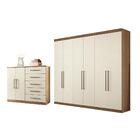 Conjunto Guarda Roupa E Cômoda Mari Jatobá Areia