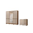 Conjunto Guarda Roupa E Comoda Maunee Carvalho Fendi