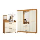 Conjunto Guarda Roupa E Cômoda Milli Carvalho Off White