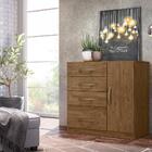 Conjunto Guarda Roupa E Cômoda Petra B Castanho Wood