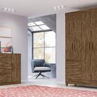 Conjunto Guarda Roupa E Cômoda Petra B Castanho Wood