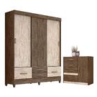 Conjunto Guarda Roupa E Cômoda Portofino Castanho Wood Avelã