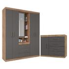 Conjunto Guarda Roupa E Cômoda Sapateira Beaumont Atacama Gra