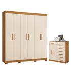 Conjunto Guarda Roupa E Cômoda Talca Carvalho Grife Off White
