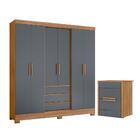 Conjunto Guarda Roupa E Cômoda Tasman Freijó Cinza