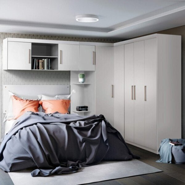 Conjunto Guarda Roupa Modulado Canto E Cabeceira Casal 5 Peça