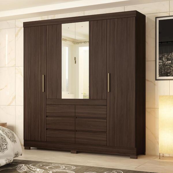 Conjunto Guarda Roupa Solteiro E Cabeceira Aspen Cafe Touch