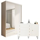 Conjunto Guarda Roupa Solteiro Premium 138cm 2 Portas E Cômod