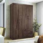 Conjunto Guarda Roupas 4 Portas E Cama Com Gavetas Maia Ébano