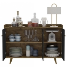 Conjunto Home Atlanta Com Luz De Led E Buffet Quartzo Preto F