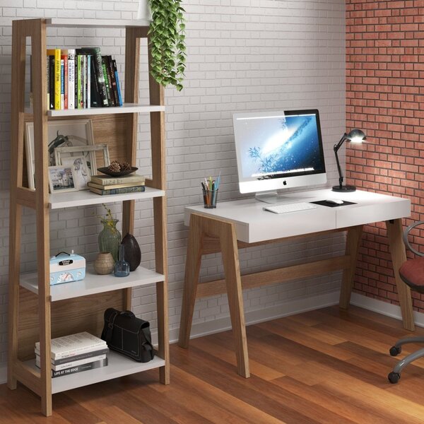 Conjunto Home Offce 2 Peças Escrivaninha 120cm 2 Gavetas E Es