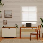 Conjunto Home Office 1 Mesa 120cm 2 Gavetas 1 Armário 2 Porta