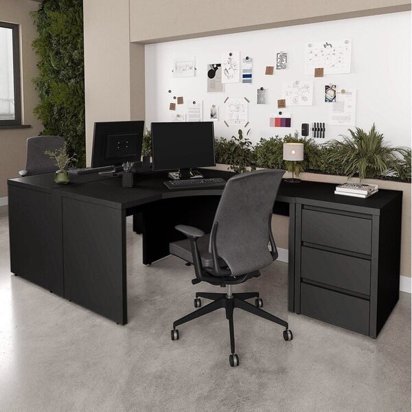 Conjunto Home Office 1 Mesa Em L 1 Mesa 1 Gaveteiro Ficus 135