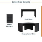 Conjunto Home Office 1 Mesa Em L 1 Mesa 1 Gaveteiro Ficus 135