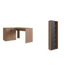 Conjunto Home Office 2 Peças Com Estante E Escrivaninha Em L