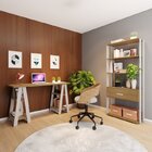 Conjunto Home Office 2 Peças Escrivaninha Cavalete E Estante
