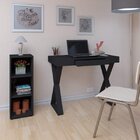 Conjunto Home Office 2 Peças Escrivaninha Com Estante 3 Nicho