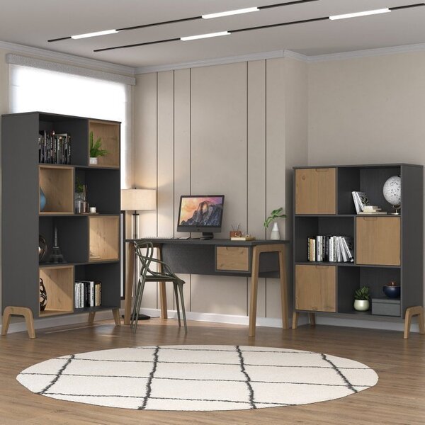 Conjunto Home Office 3 Peças 1 Escrivaninha 136cm Pés Em Made