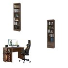 Conjunto Home Office 3 Peças 2 Estantes 10 Prateleiras 2 Gave