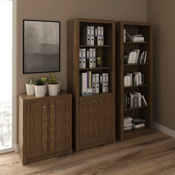 Conjunto Home Office 3 Peças Com 1 Balcão 1 Armário 1 Estante