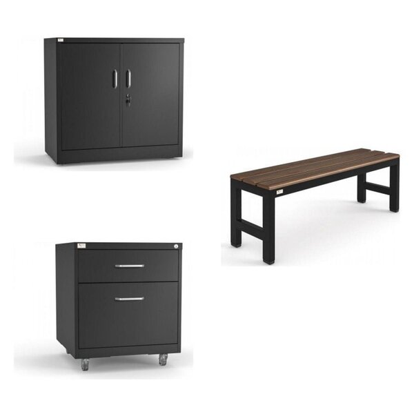 Conjunto Home Office 3 Peças Com Armário Baixo, Gaveteiro E B