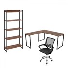 Conjunto Home Office 3 Peças Industry Com Mesa Em L, Estante