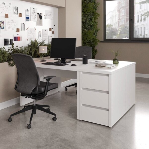 Conjunto Home Office 4 Peças 2 Mesas 120cm 2 Gaveteiros Ficus