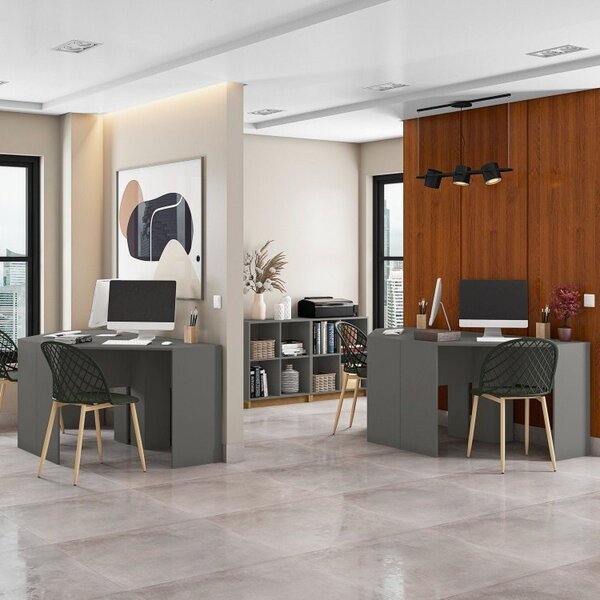 Conjunto Home Office 6 Peças Com 4 Escrivaninhas De Canto E 2