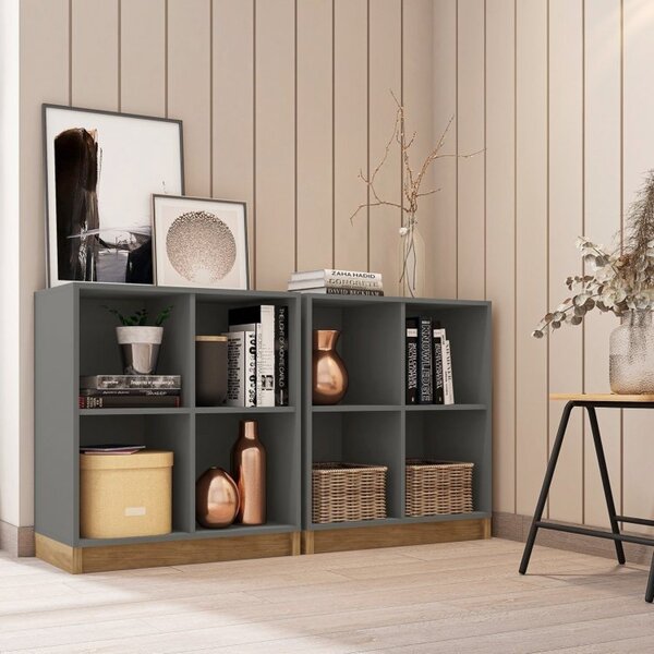 Conjunto Home Office Com 2 Estantes Para Livros 4 Nichos Cubi