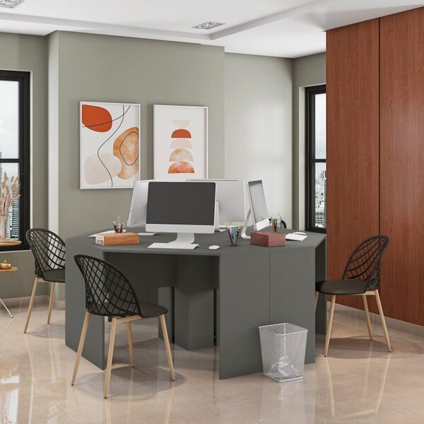 Conjunto Home Office Com 4 Escrivaninhas De Canto 90x90cm