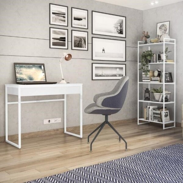 Conjunto Home Office Com Escrivaninha 1 Gaveta E Estante 5 Pr