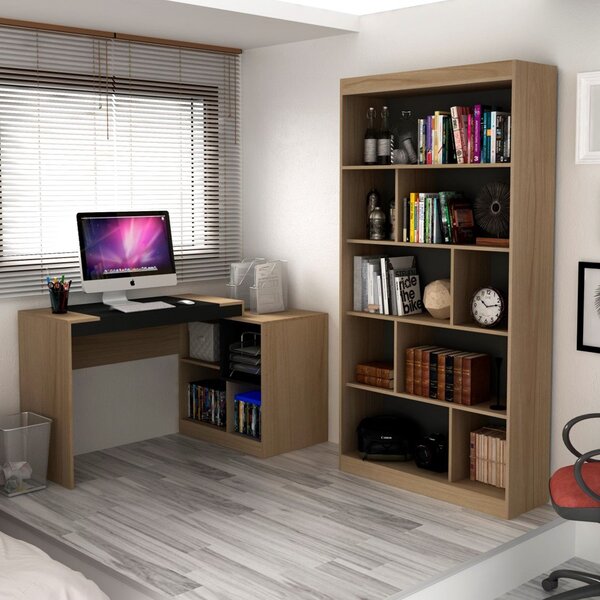 Conjunto Home Office Com Escrivaninha Multifuncional E Estant