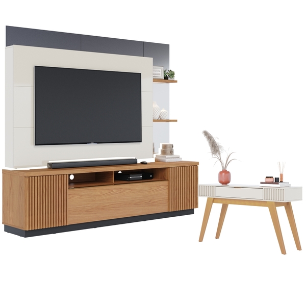 Conjunto Home Para Tv E Aparador Luisa Off-white Freijo