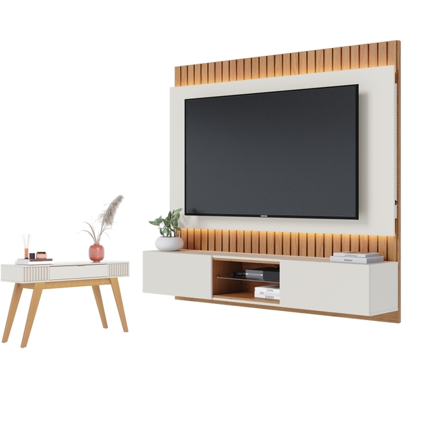 Conjunto Home Para Tv E Aparador Sicilia Off-white Freijo