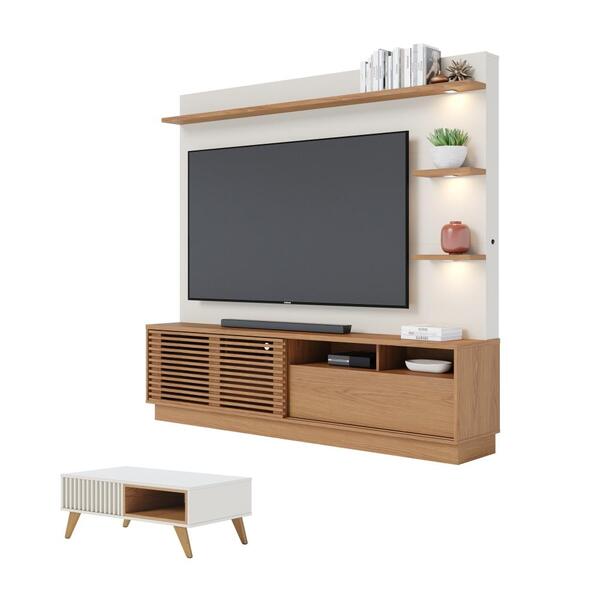 Conjunto Home Para Tv E Mesa De Centro Barton Freijo Off-whit