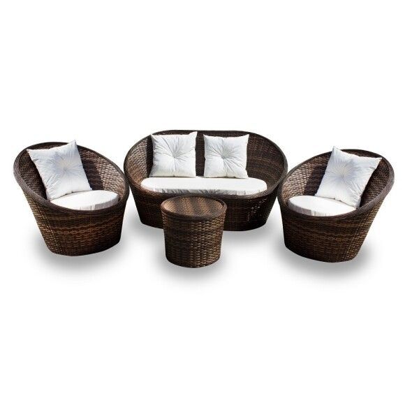 Conjunto Ibiza - 2 Poltronas + 1 Sofá + 1 Mesa Redonda - Duna