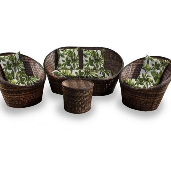 Conjunto Ibiza - 2 Poltronas + 1 Sofá + 1 Mesa Redonda - Zimb