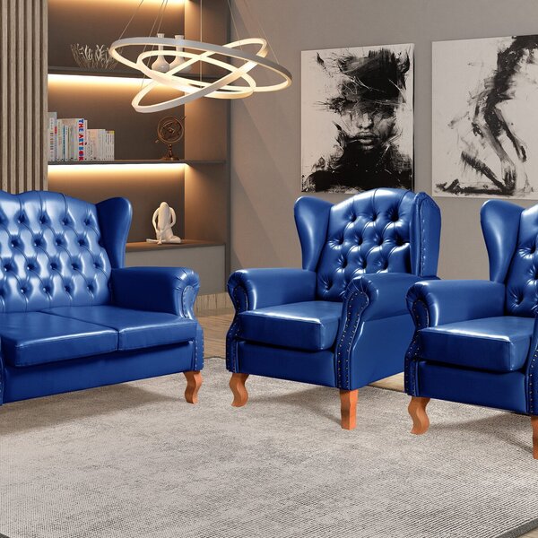 Conjunto Imperador Sofá Com Poltronas Chesterfield Decoração