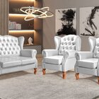 Conjunto Imperador Sofá Com Poltronas Chesterfield Decoração