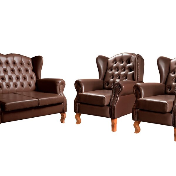 Conjunto Imperador Sofá Com Poltronas Chesterfield Decoração
