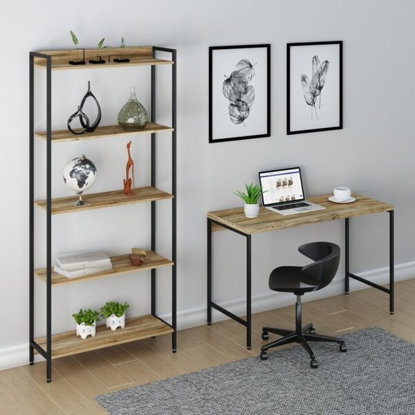 Conjunto Industrial 2 Peças Escrivaninha Com Estante Active Y