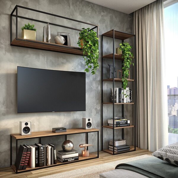 Conjunto Industrial Sala De Tv Forest Freijó/preto
