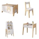 Conjunto Infantil 1 Estante 1 Mesa 1 Cadeira E Baú Corujinha