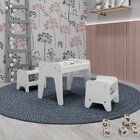 Conjunto Infantil 3 Pecas 1 Mesa Com 2 Banquinhos  Branco