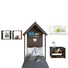 Conjunto Infantil Cama Banqueta 2 Nicho E Prateleira Bramov M