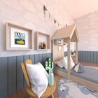 Conjunto Infantil Cama Banqueta 2 Nicho E Prateleira Bramov M