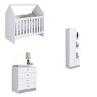 Conjunto Infantil Com Berço Montessoriano, Cômoda E Guarda-ro
