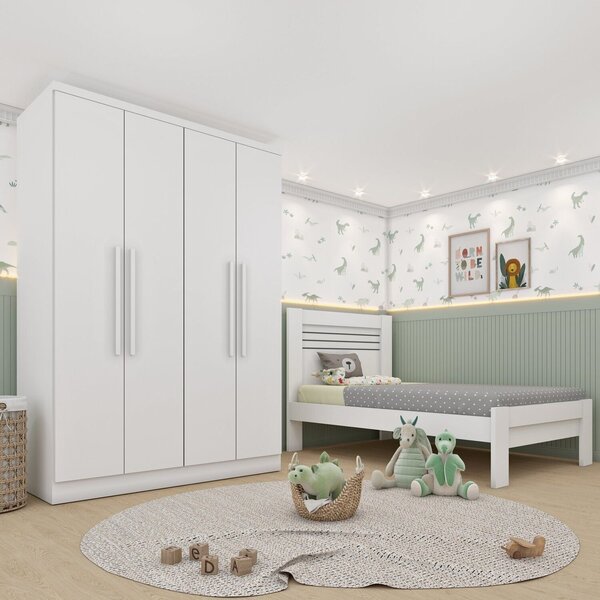 Conjunto Infantil Com Cama 100% Mdf E Guarda-roupa Harmonia E